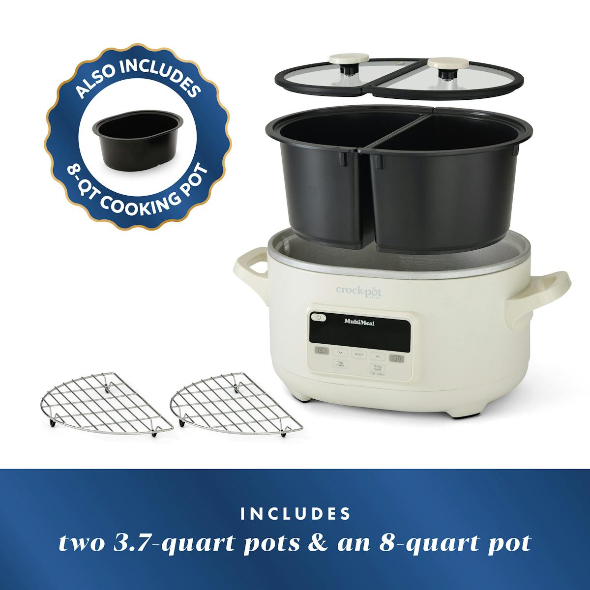 Crock-Pot® MultiMeal Multicooker and Programmable Slow Cooker, With Extra 8-Qt. Cooking Pot, Oat Milk